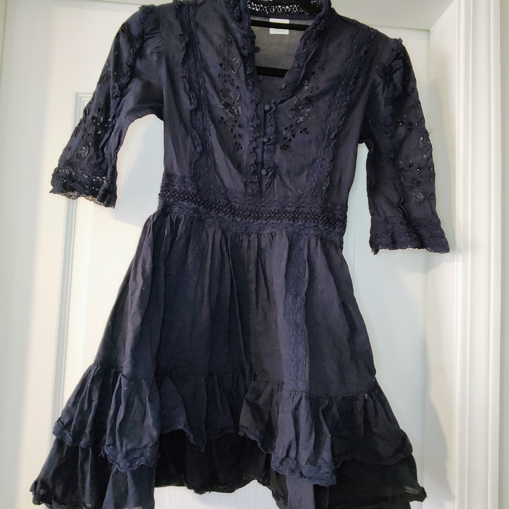 Sunday Best Navy Eyelet Ruffle Dress for Girls